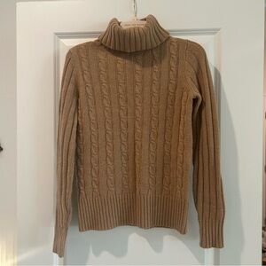 J.Crew Camel Cableknit Turtleneck